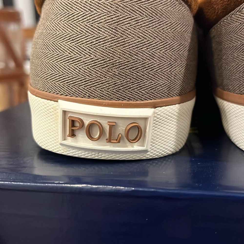 Polo Ralph Lauren Halmore Herringbone Shoes Sneakers khaki brown Men’s Size 11.5 - Picture 9 of 12